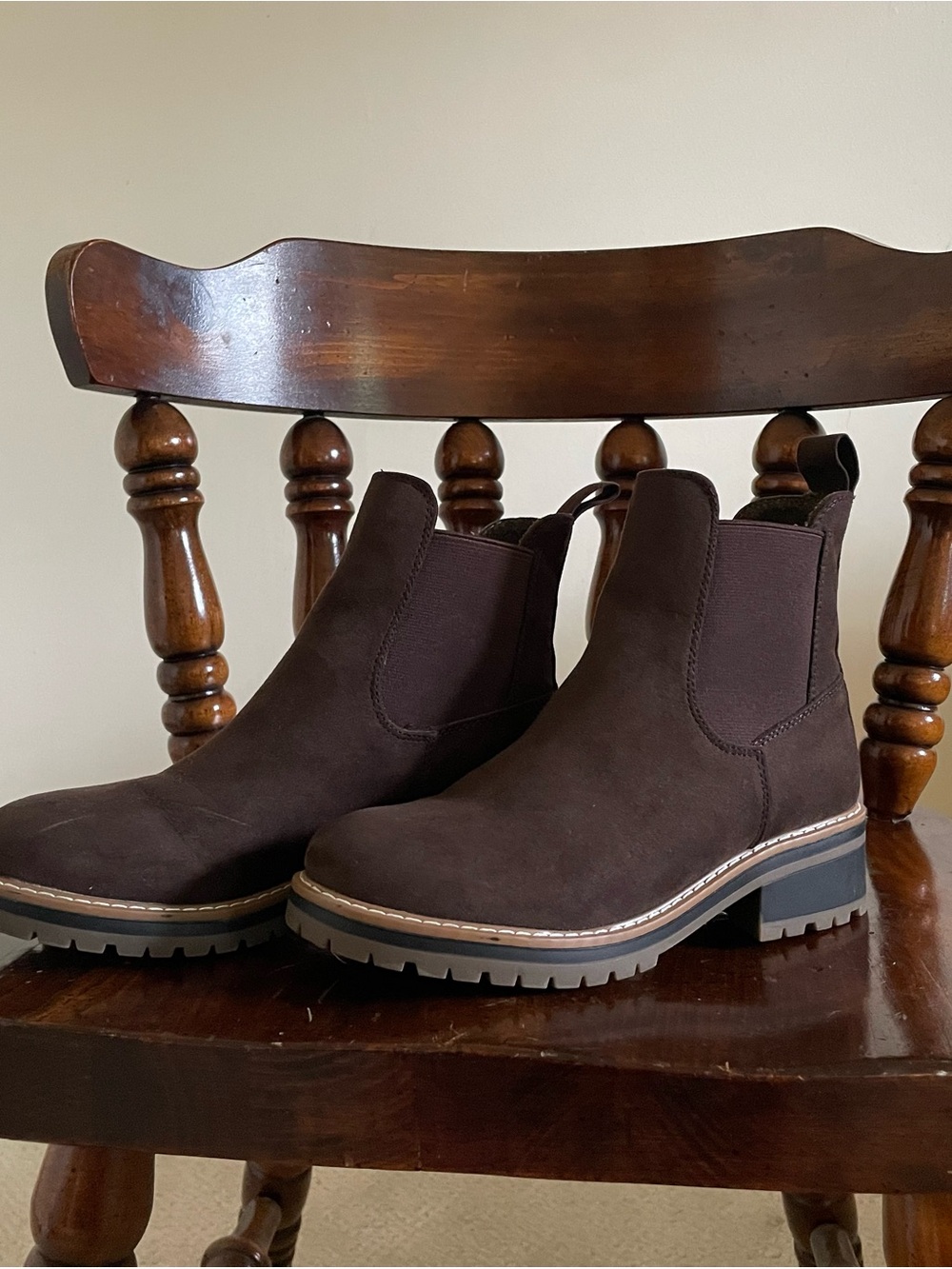 Kensie Dark Brown Chelsea Lug Sole Ankle Boots